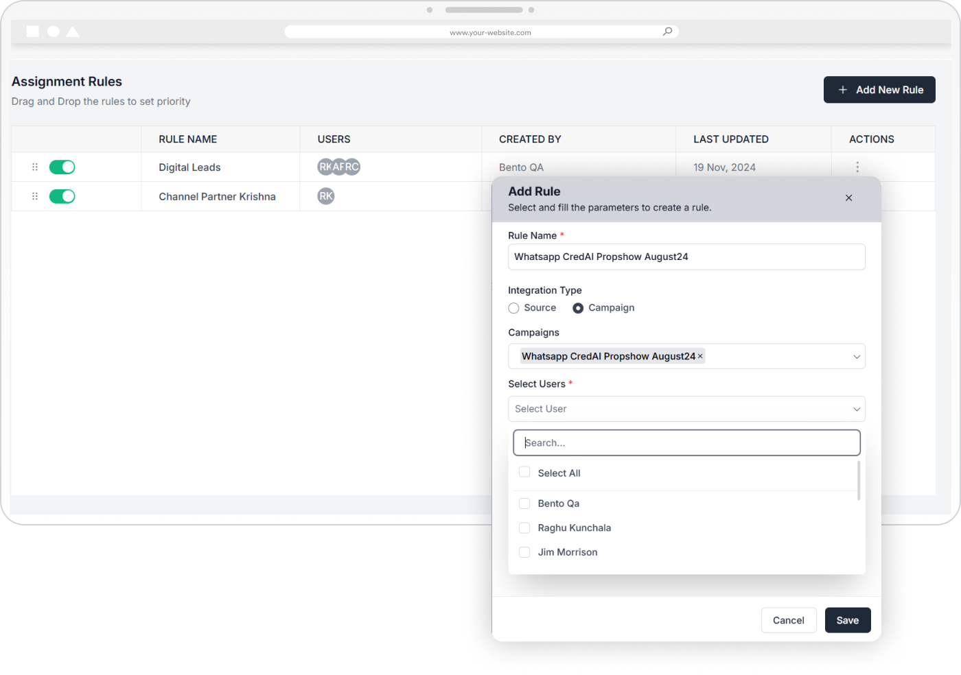 Customization Dashboard