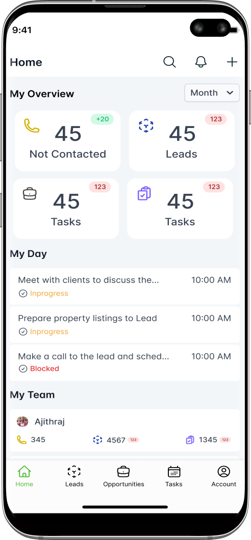 Mobile CRM Mockup